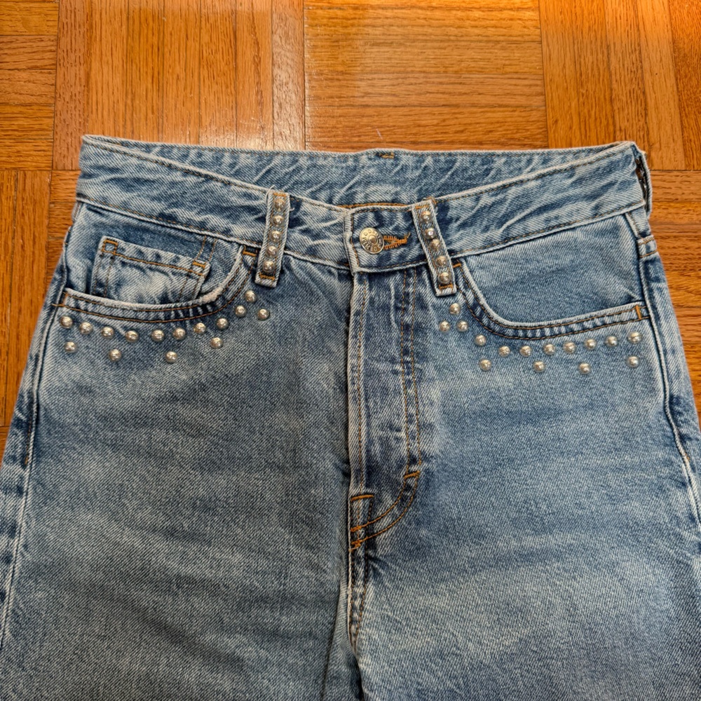 H&M Studded Straight Leg Jeans